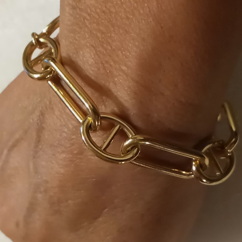 Express chunky paperclip toggle clasp gold tone .